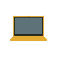 Yellow Laptop Computer with Gray Screen and Black Trim Illustration Design