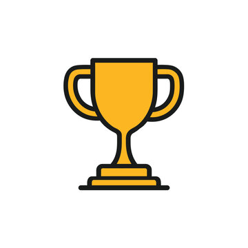 Yellow Award Trophy with Handles Isolated on White Background