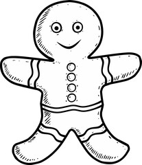 Sketch Illustration of a Gingerbread Man Cookie