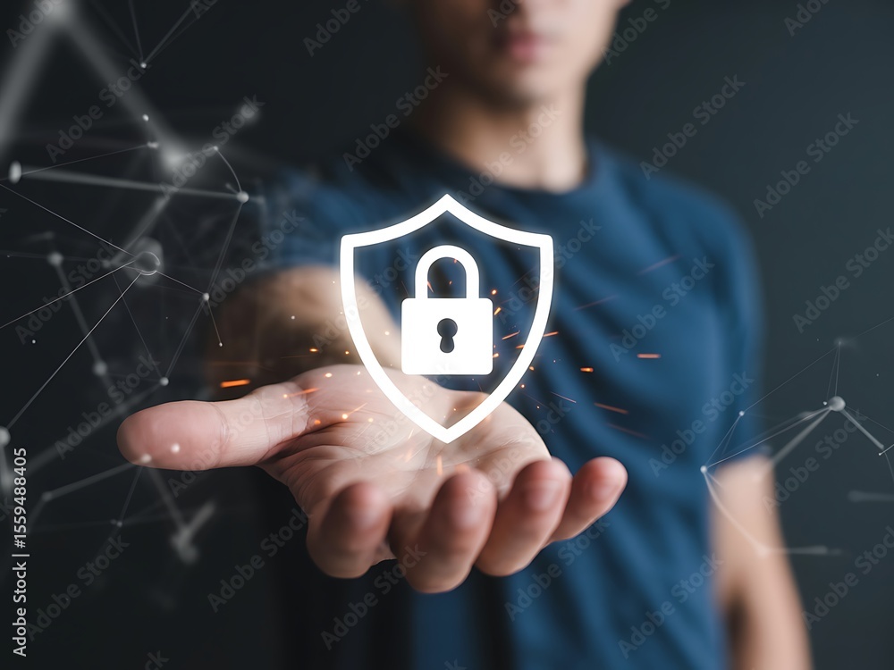 Poster cybersecurity protecting your digital assets with advanced security measures and strategies