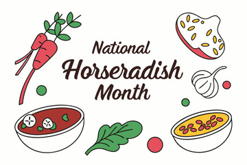 NATIONAL HORSERADISH MONTH vector illustration