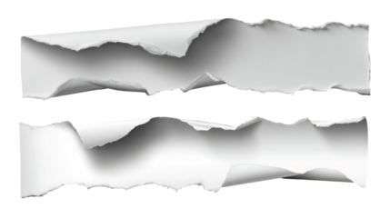 Torn White Paper Pieces on Transparent Background, PNG
