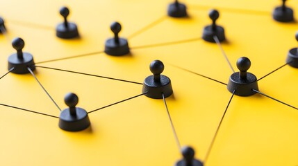 Abstract Network Connection Nodes Yellow Background