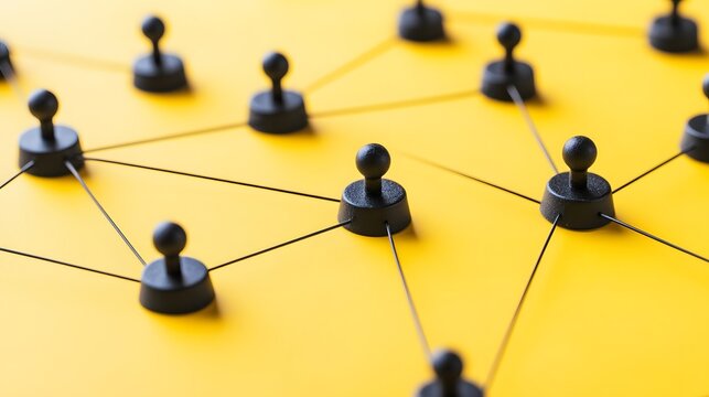 Abstract Network Connection Nodes Yellow Background