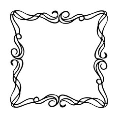 Black Swirl Frame on White Background Decorative Border Element