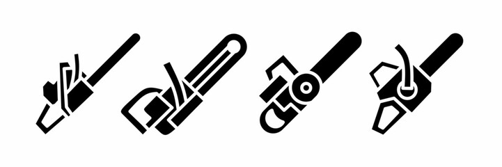 Chainsaw icon illustration. Chainsaw icon set. Stock vector collection.