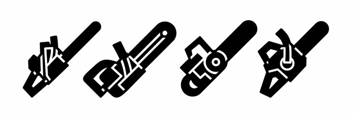 Chainsaw icon collection. Stock vector illustration.
