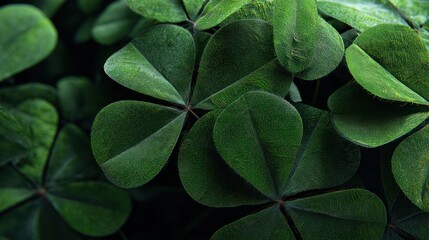 Fototapeta premium Close up of green shamrock leaves for st patrick's day background and wallpaper design