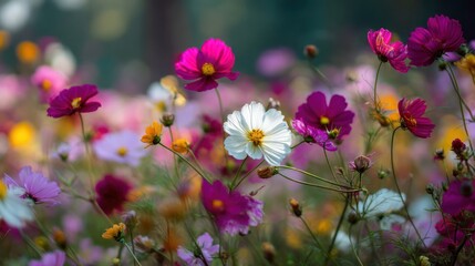 Beautiful cosmos flowers field background wallpaper image stock photo download nature bloom flora