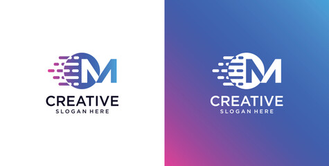 ikon logo M awal teknologi digital