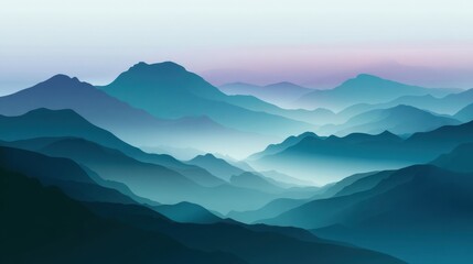 Fototapeta premium Misty mountain range wallpaper background landscape nature scenery blue hills peaks view