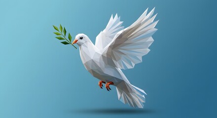 Obraz premium International Day of Peace Geometric White Dove of Peace Low Poly Bird Illustration