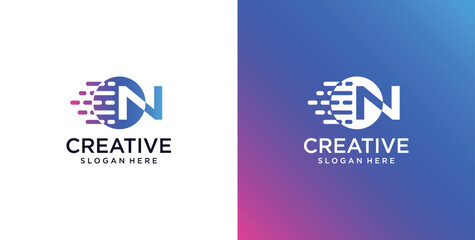 ikon logo N awal teknologi digital