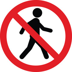 No Pedestrians Prohibition Sign Vector – Do Not Walk Icon, Safety & Traffic Warning Symbol