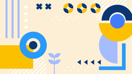 Pink abstract image with geometric shapes and plant, ideal for backgrounds, prints, or design projects needing a modern touch.