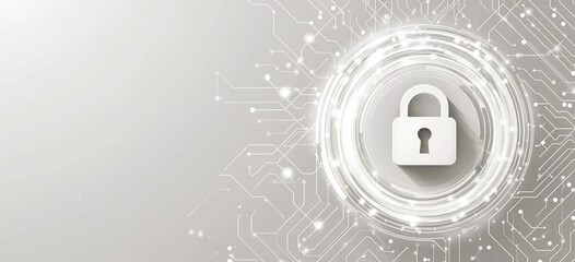 Cush and padlock icon on a digital technology background, a vector banner design with a copy space area for security, data protection, or cyber security concepts Generative AI - Powered by Adobe