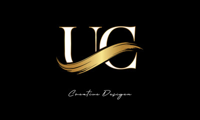 UC Monogram Logo – Luxury Gold Letter mark with Elegant Brush Stroke for Fashion, Boutique & Premium Branding 