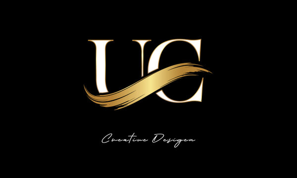 UC Monogram Logo &ndash; Luxury Gold Letter mark with Elegant Brush Stroke for Fashion, Boutique & Premium Branding 