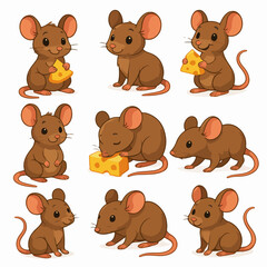 Vector Set Cartoon mouse poses