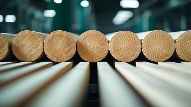 A detailed view of a timber processing plant focused on the quality of the lumber produced, highlighting the precision and care taken in the milling process.