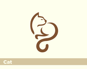 Fototapeta premium simple cat line art look back logo icon symbol design template illustration inspiration