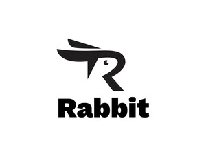 R letter initial head rabbit logo icon symbol design template illustration inspiration