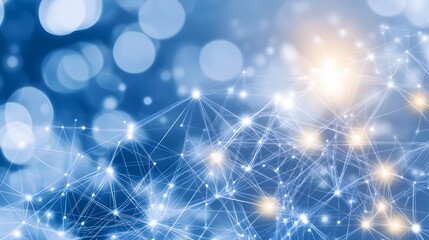Abstract Network Connection Digital Blue Bokeh Background