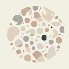 Abstract Neutral Tones Shapes Composition Circular Art Print