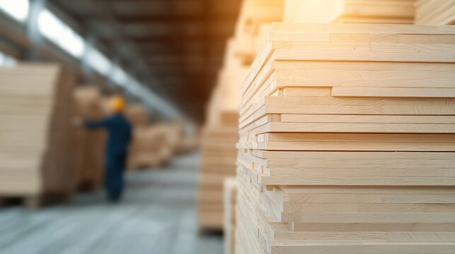 A showcase of the different types of products produced at a timber processing plant, from construction lumber to furniture components.