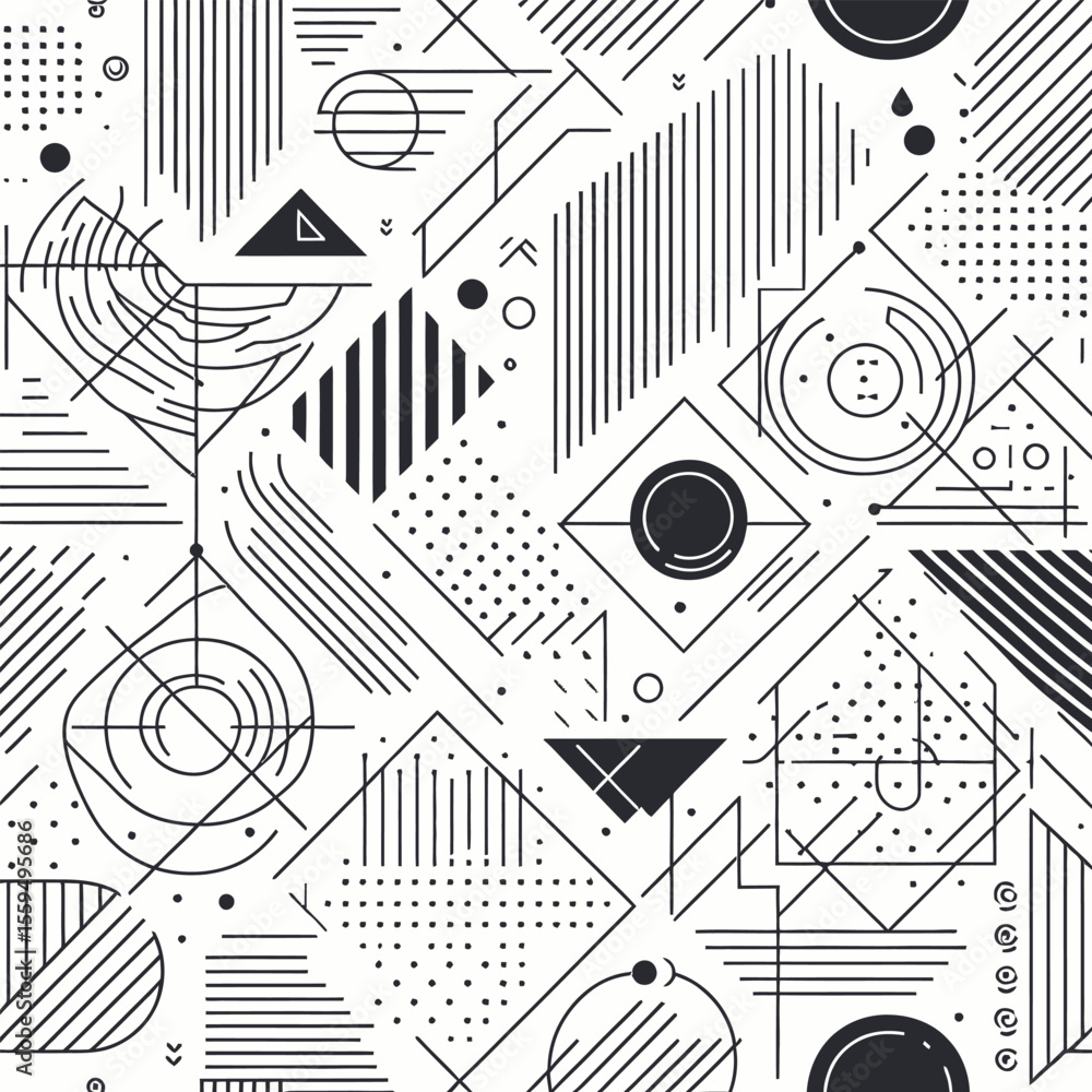 Aufkleber abstract geometric seamless pattern modern line art design for backgrounds and textures