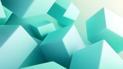 Abstract Teal Cubes 3D Render Background