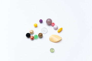 Minimalist photo of colorful beads for craft design abstract graphic for DIY projects hobby posters...