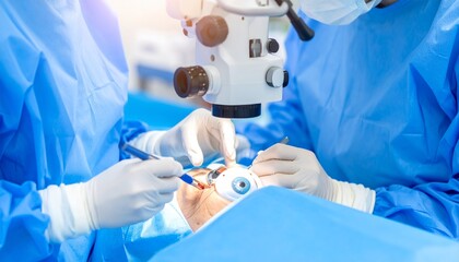Eye Surgeon Performing Microsurgery with Precision Tools