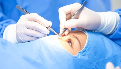 Eye Surgeon Performing Microsurgery with Precision Tools