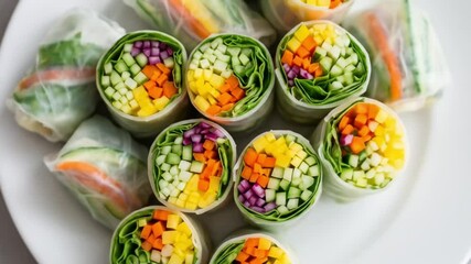 Colorful summer rolls arranged neatly - Powered by Adobe