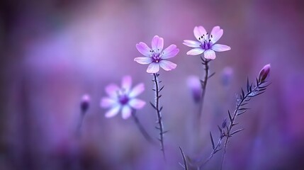 Obraz premium Delicate Purple Flowers in Soft Focus, Spring Bloom Macro Photography