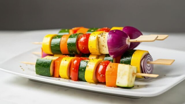 Colorful vegetable skewers summer cuisine