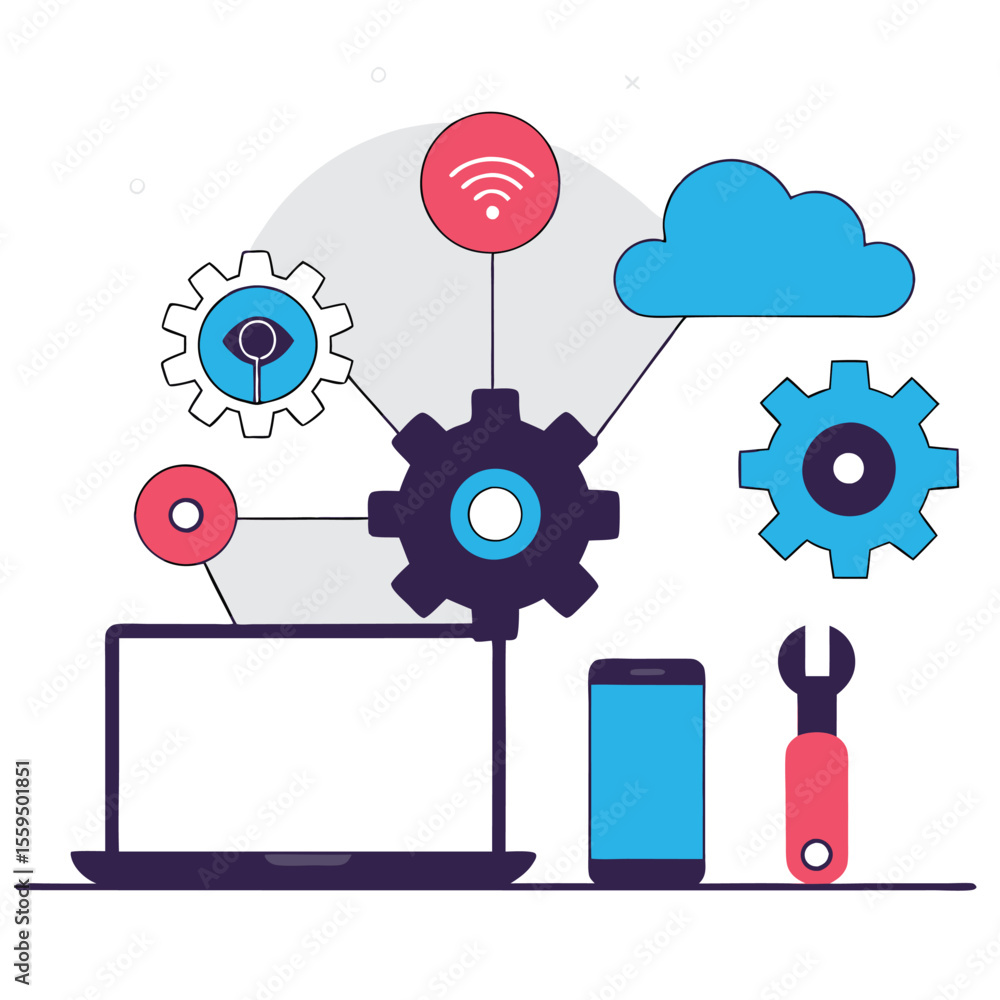 Poster digital technology integration with interconnected devices and cloud services