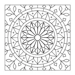 Mandala Coloring Pages For Adults, Black & White, Line Art, Illustration, Vector Art, Coloring Pages, Coloring Book