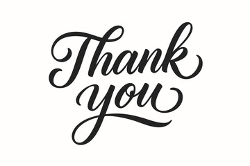 Thank you lettering, hand-drawn calligraphy. elegant classic script for a wedding invitation, formal card, note, or business stationery.