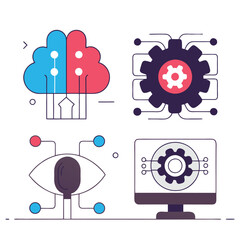 Obraz premium Modern technology icons representing artificial intelligence machine learning and data processing