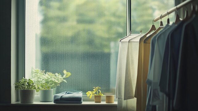 梅雨の部屋干し