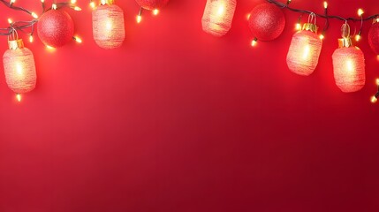 Red Christmas Festive Background Lanterns Lights Balls