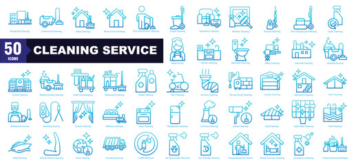  Cleaning Service Gradient icon Set