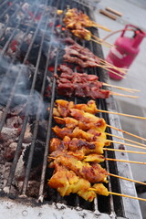 indonesian traditional food chicken satay barbeque party