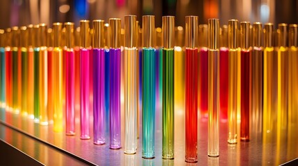 Vibrant Colorful Perfume Bottles Display Rainbow Glass Roll On