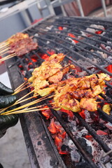 indonesian traditional food chicken satay barbeque party