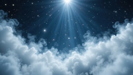 Celestial Sky with Sun and Clouds