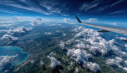 Aerial view of Earth's surface from airplane window
