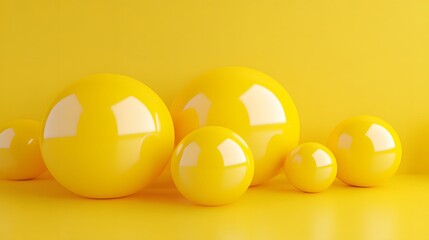 Abstract Yellow Spheres Background 3D Render